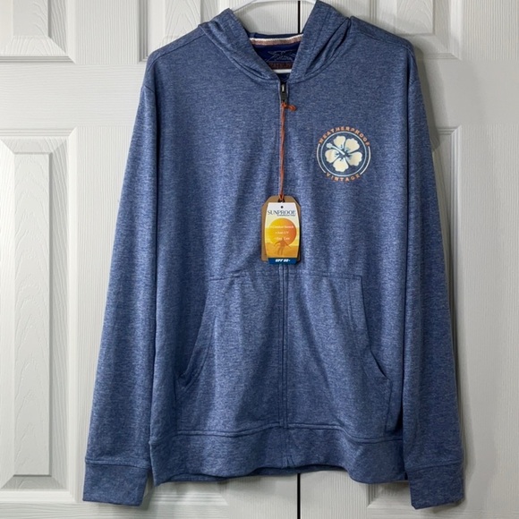 Original Weatherproof Vintage Sun Proof Blue Zip Up Hoodie Size M - Picture 2 of 13